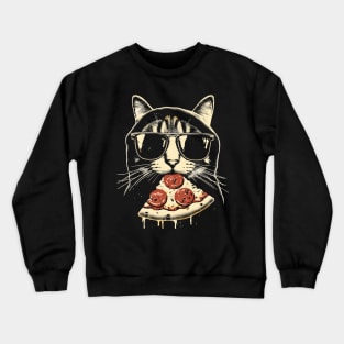 Cat Eating Pizza Crewneck Sweatshirt